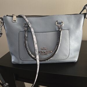Coach Sky Blue Leather Shoulder Bag